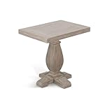 Pemberly Row Sunny Designs Wheat Square Wood End Table, Weathered Finish, Solid Wood Construction, Rustic Trestle Base, Functional Living Room Accent Table, Durable and Versatile Home Decor Display