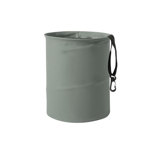 Image of Collapsible Trash Can Car Garbage Bag - Leather Pop-up Car Trash Bin with Elastic Band - Hanging Foldable Garbage Can Vehicle Waste Basket Bin - Double-Layer Washable Bag for Cars Camping (Grey)