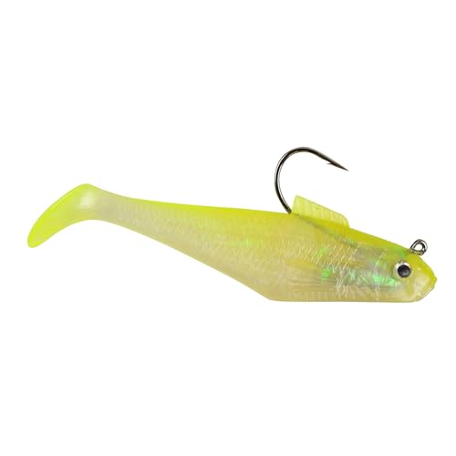 PowerBait FW pre-Rigged Natación Shad Anzuelo de Pesca, Verde Amarillento (Shiner Chartreuse)