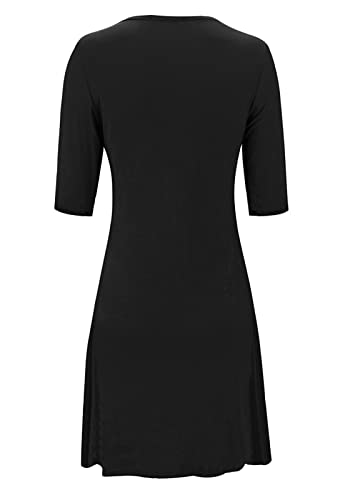 LEIYEE Womens Summer Casual Half Sleeve Empire Waist Loose Swing Pleated Modest Work Tunic T Shirt Dresses4