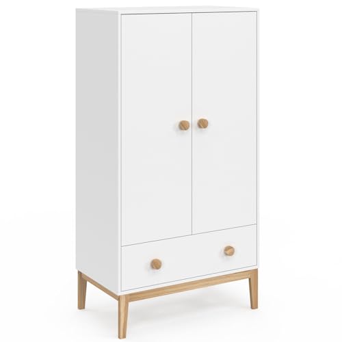 IDMarket - Armadio per bambini 2 ante Jacob con cassetto bianco e legno