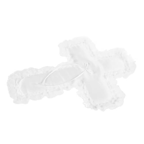 Toddmomy Cross Shape Ring Pillow Elegant Wedding Ring Cushion for Engagement Proposals Lightweight Portable Versatile Use Ceremonies Intricate Detailing for Romantic Touch