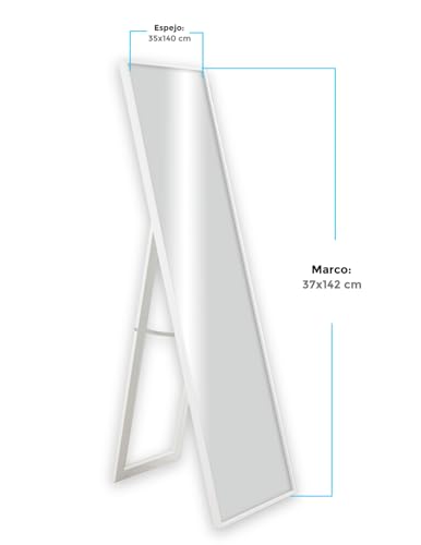 CHELY INTERMARKET MOD19001 Espejo De Pie Cuerpo Entero Blanco con Soporte Metálico Plegable 35x140 cm Estilo Minimalista Portátil Vestidor No Requiere Montaje Marco Rectangular Diseño Natural - imagen 2