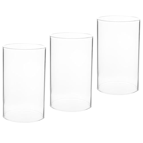 BESPORTBLE Porte-Bougies Cylindriques en Verre Transparent 3 Pièces, Abat-Jour Anti-Vent Élégant et Simple pour Décoration Créative à Domicile en Ambiance Romantique