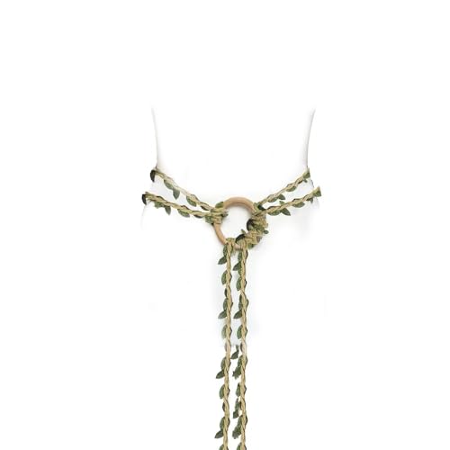 Renaissance medieval belt, linen and leafy hand-woven belt