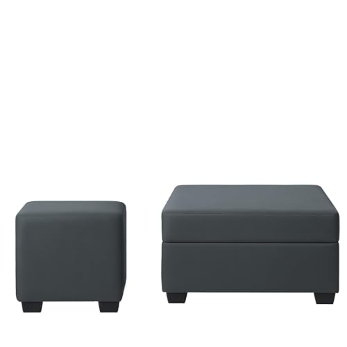 Image of SOCOZI Oriana 8 Seater RHS L Shape Sofa Set | Velvet Suede Fabric L Shape Sofa for Livingroom with 2 Ottoman & Centre Table (Dark Grey)