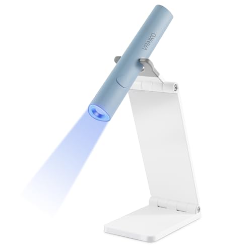 VRAIKO Minicure   Luz UV de mano para uñas de gel, lámpara de uñas UV portátil con soporte, mini lámpara LED recargable para secado rápido (Azul)