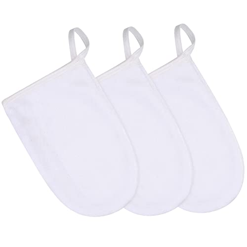 KinHwa Gant Démaquillant Microfibre Réutilisable Démaquillant Chiffon Gant Nettoyant Visage 13cm x 20cm 3 pièces Blanc Cover