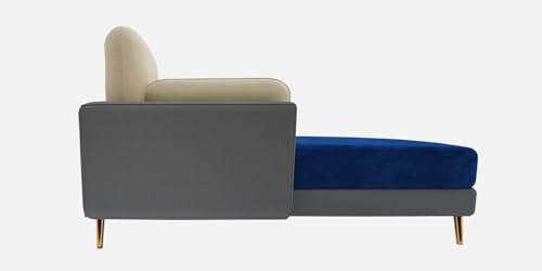 Image of Polyester Velvet Contemperory Sofa Set with Cushion Chaise Lounge, Sectional Sofa Perfect for Your Living Room,Guests Room & Office. (Blue & Beige, RHS 5 Seater)