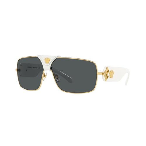Versace VE 2207Q 134187 Gold Metal Square Sunglasses Grey Standard Lens