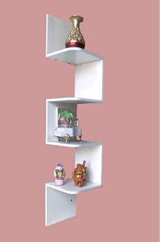 DECORVISTA Zigzag Floating Walld Mount Wooden Display Storage Organizer Shelf for Wall Decoration (No. of Shelves