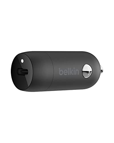 Belkin 20 Watt Usb C Car Charger With Fast Charging For Apple Iphone 14, 14 Pro, 14 Pro Max, Iphone 13, 13 Pro, 13 Pro Max, Samsung Galaxy S22 Ultra & More (Usb-C To Lightning Cable Included) - Black #TOP4
