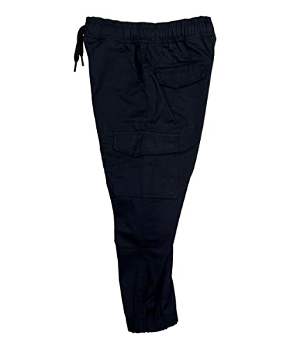 Boy's Uniform All Elastic Waist Pull-on Cargo Jogger Pants CG04 Black 103