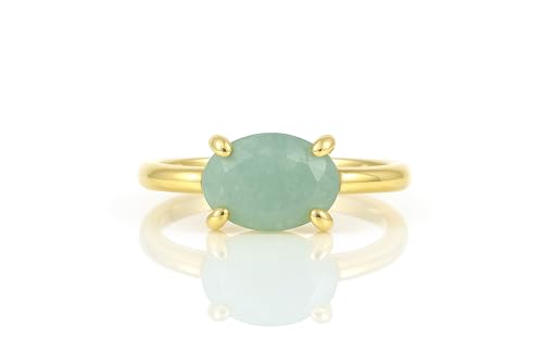 Bague Aigue-marine Ovale - Bijoux Pierre de Naissance Mars Femme en Or 14K