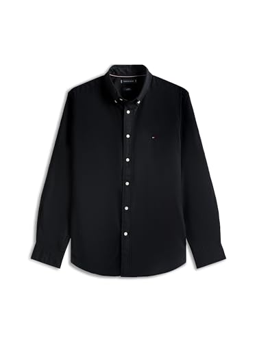 Tommy Hilfiger Men's CORE Flex POPLIN Solid RF Shirt MW0MW39988 L/S Shirt, Black, L
