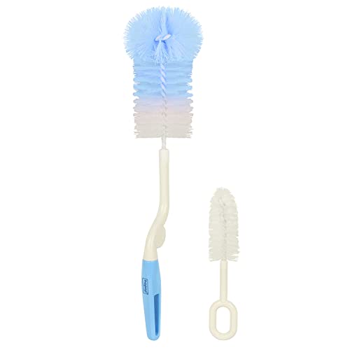 Image of Hopop Bottle Cleaner Brush | Baby Feeding Bottle Cleaning Brush & Nipple Cleaner Brush | 360* Rotating Handle | Easy to Clean Feeding /Water Bottle Corner | BPA Free | Blue
