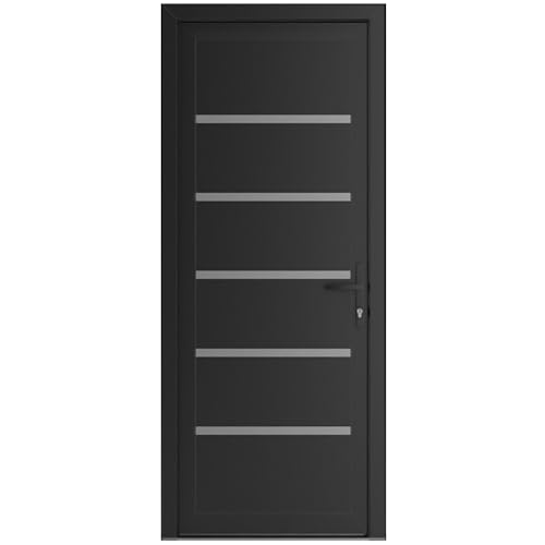 VDOMDOORS Front Exterior Prehung Metal-Plastic Door | Manux 8415 Matte Black | W36 x H80 Left Hand Inswing