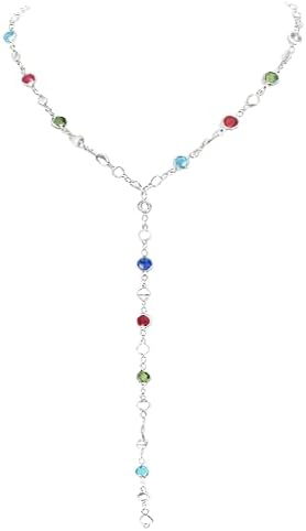 Colorful Necklace For Women, Long Y Shape Rhinestone Jewelry Multicolor Beaded Choker Drop Rainbow Necklaces For Women