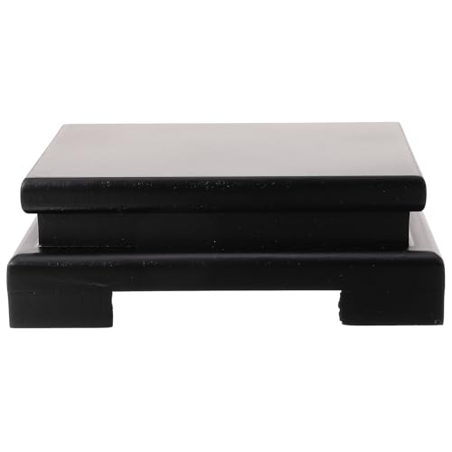 Toyvian Wooden Rectangular Display Base Stand 13x9.5x4.3cm Solid Wood Pedestal Riser for Vase Buddha Statue Plant Display in Home or Office