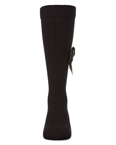 MeMoi Girls Ribbed Stretch Cotton Bow Trim Knee Sock2