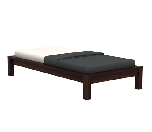 Image of CRAFT D ARTS Sheesham Wood Single Size Bed Without Storage | Wooden Single Bed | Space Saving Low Floor /Lying /Rise /Level /Profile Cot Bed for Bedroom, Walnut Finish