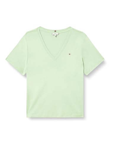 Tommy Hilfiger Damen Slim Cody V-Nk Ss Ww0Ww40584, Grün, XXS – Ansicht 1