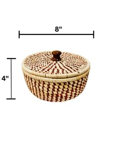 Swadeh Sabai Grass Serveware - Tandoor Tales Roti Box (8 inch by 3 inch): Handwoven Eco-Friendly Maroon Roti Basket, Lightweight & Durable Sustainable Dining Essential by Indian Artisans 4