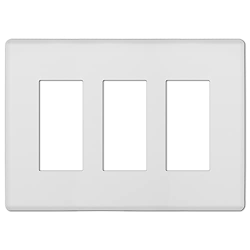 Placa Amerelle 140RRW Siena para 3 interruptores de acero blanco 2