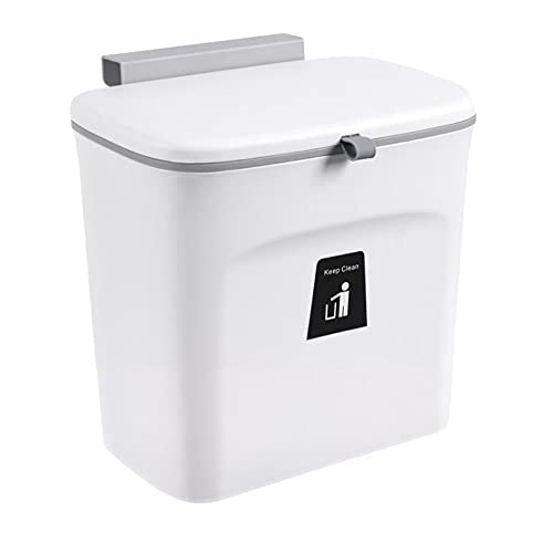 Curious Fish 7L Bote basura plástico montado pared para puerta armario de cocina, con tapa deslizante, debajo del mostrador puerta del fregadero, cubo de basura cocina, baño, dormitorio, sala de estar Cover