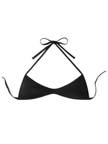 SOLY HUX Women's Halter Neck Bikini Top Sleeveless Tie Back Swim Tops Cheeky Beachwear