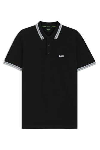 BOSS Herren Paddy Curved Polohemd, New - Black001, L EU