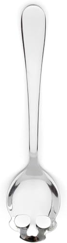 Suck UK Skull Teaspoon | Gothic Home Decor | Goth Gifts | Spooky Home Decor | Gothic Accessories | Sugar Spoon | Halloween Kitchen | Skull Kitchen | Spooky Coffee Slotted Spoon | Halloween Gifts