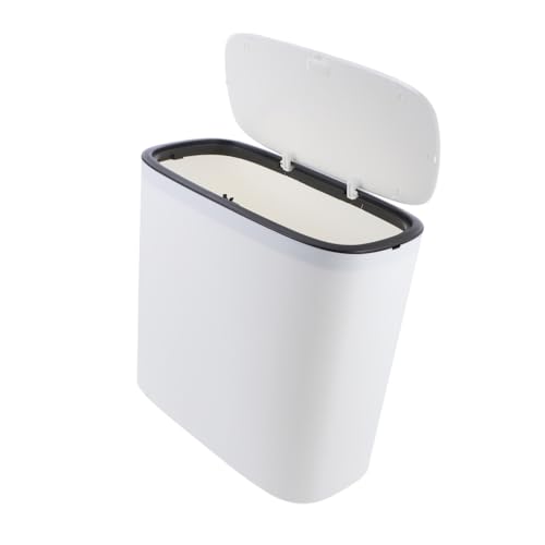 Caneca de basura rectangular blanca con tapa tipo push