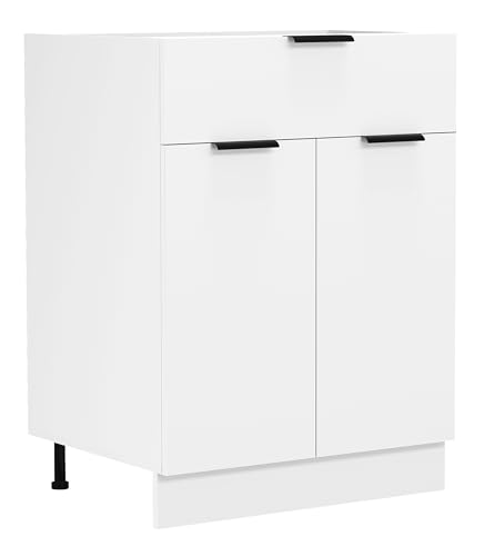 VCM Armoire de Cuisine Largeur 60 cm Tiroir Meuble Bas Cuisine Fasola Blanc
