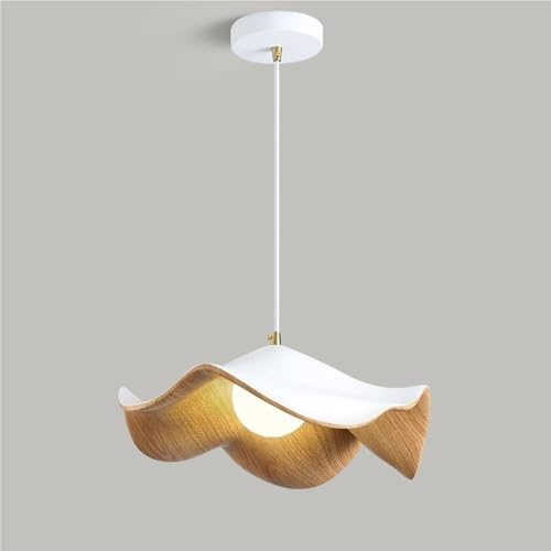 Lampe Suspendue Ferme TQHGM en Bois Vintage Noir 40cm pour Base G9
