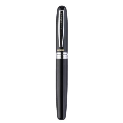 Image of Emperor Fountain Pen, Fine, Medium, Broad, Fine UltraFlexible Nib option, Includes Twist Converter, 2ml Inkwell, Gift Box, Calligraphy. (Glossy Black, Broad)