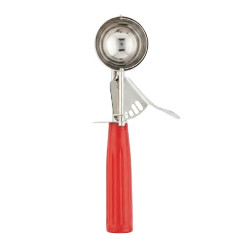 Image of Restaurantware 1.4 Ounce Portion Scoop, 1 Trigger Release Stainless Steel Cookie Scoop - With Red Handle, Stainless Steel Disher, For Portion Control, Cookie Dough, Cupcake Batter, Or Ice Cream