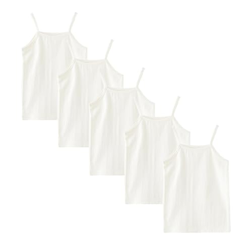 5 Pack Kids Girls Classic Solid Camisole Undershirts for Girls Breathable Cotton Soft Tank Tops (2-10Years)