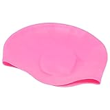 Protezione per le orecchie del cappuccio da nuoto in silicone Cappello da bagno impermeabile ergonomico tridimensionale per la competizione di addestramento per nuoto in piscina (black) (pink)