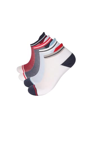 Katia & Bony Men's Athletic Low Cut Golf Socks – 4 Pairs Sports Performance Socks with Mesh Ventilation, Navy Blue White Red