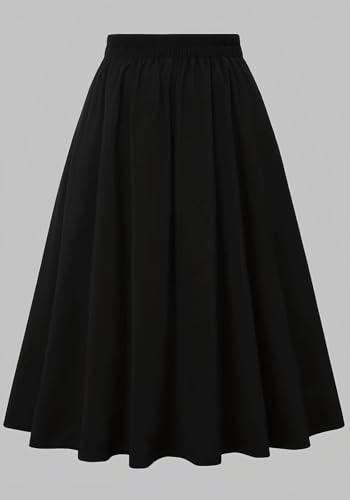 Lucuna Women's High Waisted Long Skirt Buttons Elastic Waist Ruffle Casual Business Work Maxi Skirt2