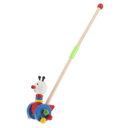 CIYODO Carrito de Madera para Diseño de Dibujos Animados Juguete para Empujar y Tirar para Bebés Ruedas Coloridas para Caminar Interiores