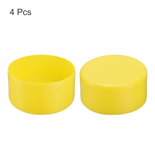 Image of uxcell 4pcs Rubber End Caps 100mm ID Vinyl Round Tube Bolt Cap Cover Screw Thread Protectors Yellow, 50mm Height