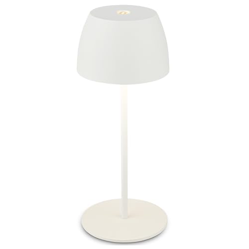 BRILONER   Mini lámpara LED de sobremesa inalámbrica IP44 táctil, regulable sin escalonamiento, lámpara de mesilla de noche, lámpara decorativa, lámpara LED, 8x20 cm (DxH), blanco