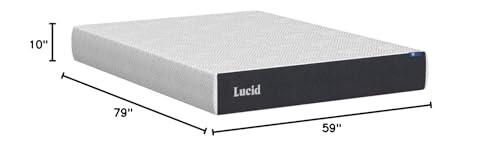 LUCID 10 Inch Memory Foam Mattress - Plush Feel - Infused with Bamboo Charcoal and Gel - Bed in a Box - Temperature Regulating - Pressure Relief - Breathable - Queen SizeQueen Size