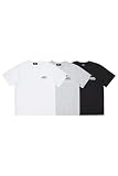 EMIS 3-Pack Logo T-Shirt Set A Unisex Casual Tee (White/Black/Heather Gray) (US, Alpha, Medium, Large, Regular, Regular)