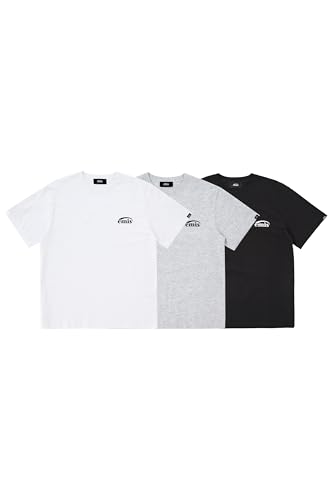 EMIS 3-Pack Logo T-Shirt Set A Unisex Casual Tee (White/Black/Heather Gray) (US, Alpha, Medium, Large, Regular, Regular)