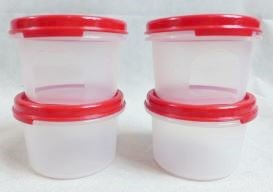 Tupperware modulaire Lot de 4 ronds Sheer # 1–7. Contenance chaque – Liquide et hermétique Rouge joints