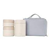 SANTECO ステンレスランチジャー 1050ml スプーン・専用バッグ付 保温弁当箱 おしゃれ 男女兼用 ピクニック 部活 (淡黄色)