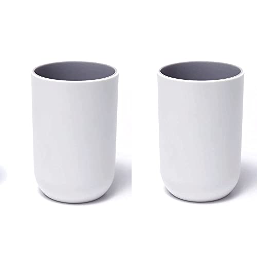 RabyLeo Lot de 2 gobelets incassables réutilisables en plastique de 300 ml, passent au lave-vaisselle (gris clair et gris clair)